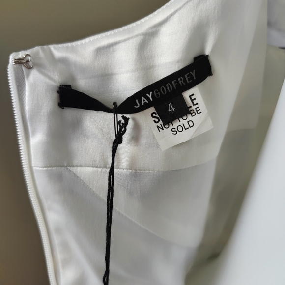 JayGodfrey V-Neck Midi Length Sheath Lined Blue & White Dress Size 4 - Picture 8 of 9